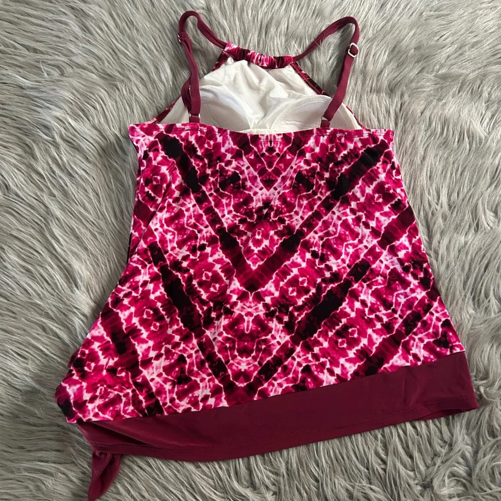 Coastal Blue Tankini Swimsuit Women Size Small (4-6) Pink Lightly Lined Wireless